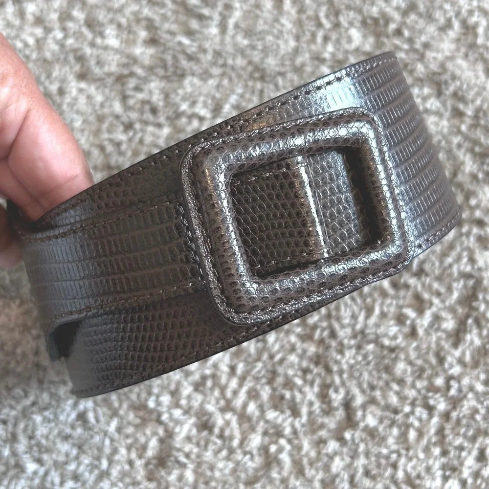 Banana Republic Womens Brown Lizard Embossed Leather Wide Waist Belt XS Italy